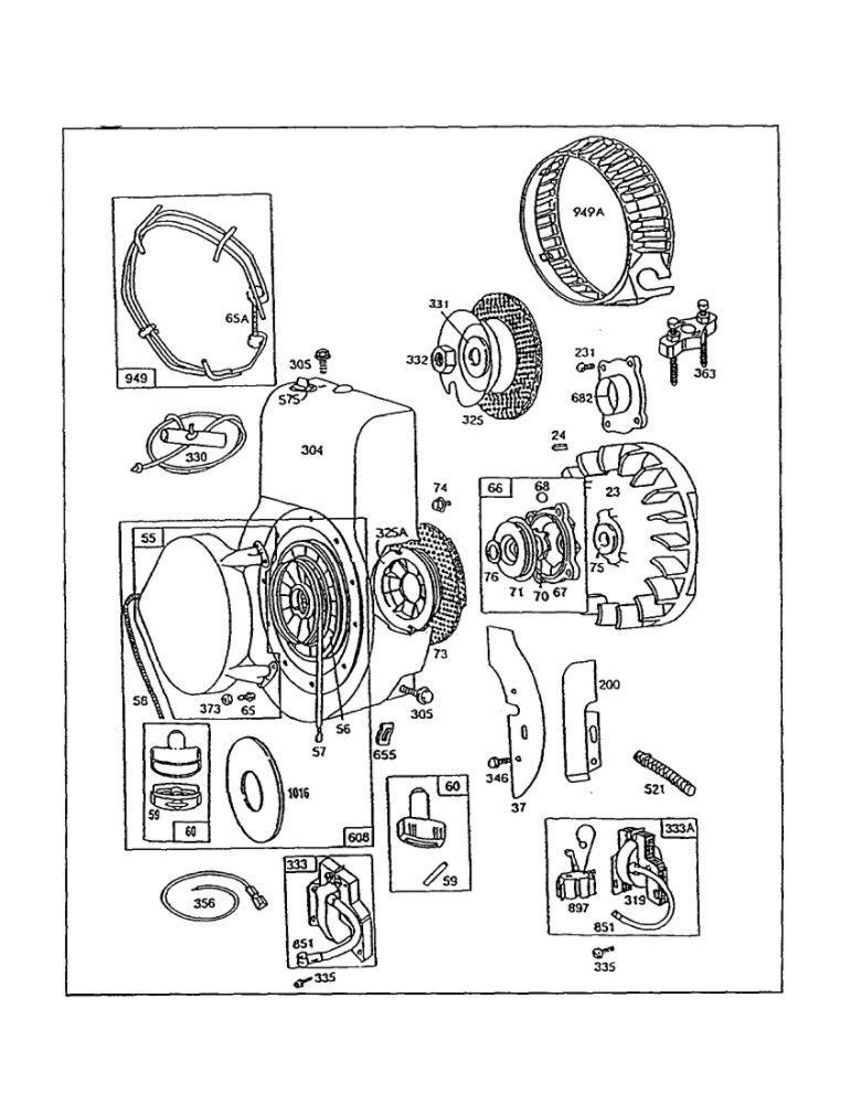 Housing-Blower/Clutch Diagram and Parts List for 130200-130299 1535-1543 Briggs and Stratton Engine